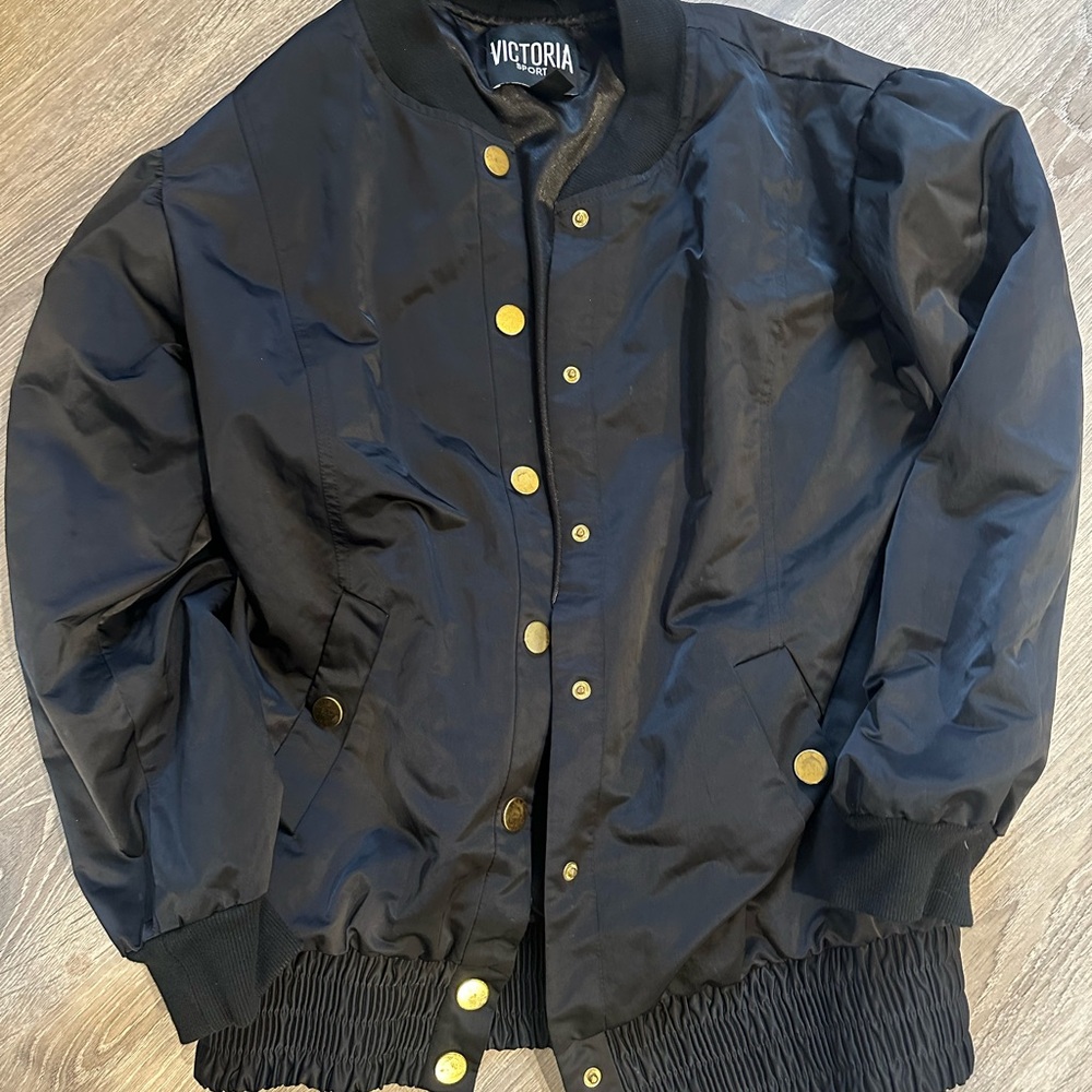 Victorias Secret sport black sheen bomber jacket